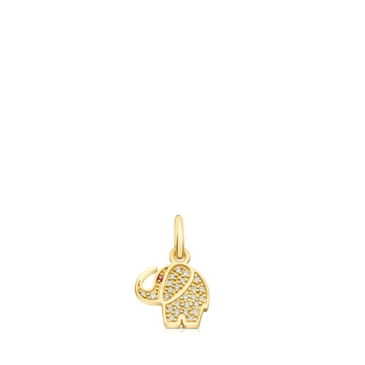 Gold Mi Talisman Pendant with Diamonds and Ruby