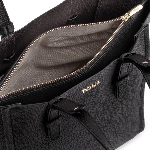 Shopping-Tasche Floriana aus Leder in Bronze-schwarz