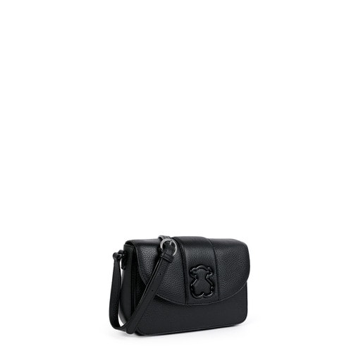 Μικρή τσάντα χιαστί Alfa από δέρμα σε μαύρο χρώμα
