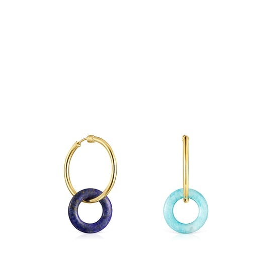 Boucles d'oreilles Hold Gems en Or Vermeil avec Amazonite et Lapis-Lazuli