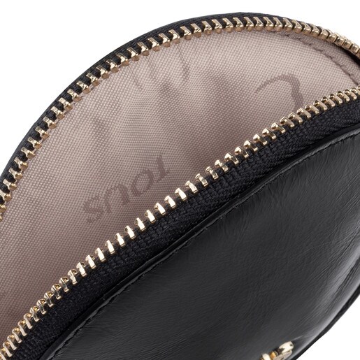 Small black Leather Tulia Crack Change purse