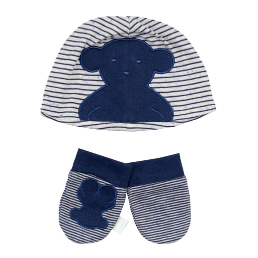 Risc cap and mittens set in Navy Blue