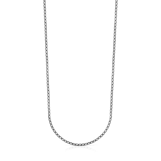 Mittellange Halskette TOUS Chain Oval aus Dark Silver