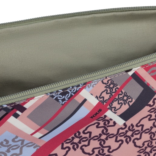 Medium khaki-multicolored Kaos Shock Reversible Scarf Handbag