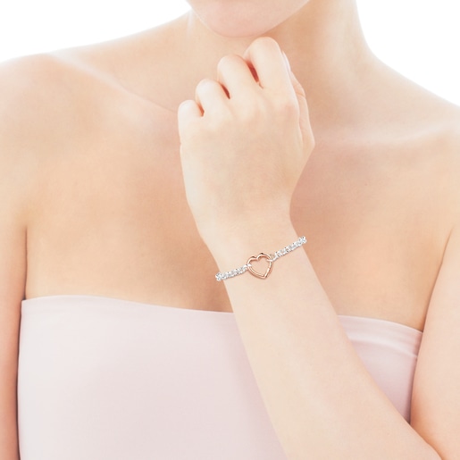 Hold heart Bracelet in Silver and Rose Vermeil