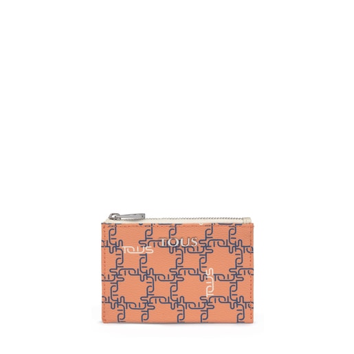 Orange-beige Tous Logogram wallet-cardholder