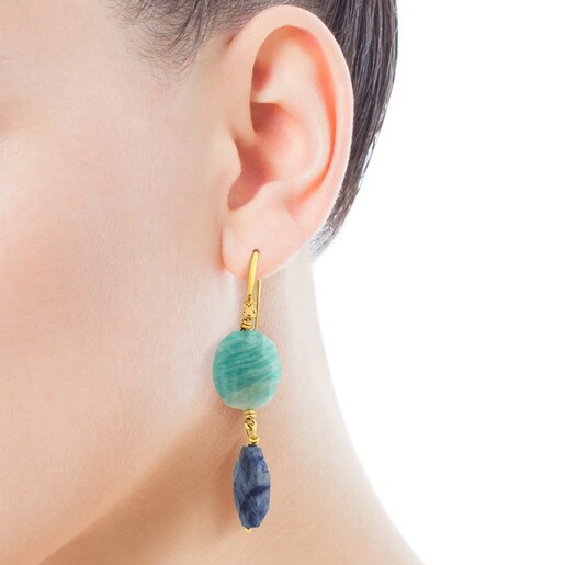 Vermeil Silver Terra Earrings with Amazonite and Sodalite