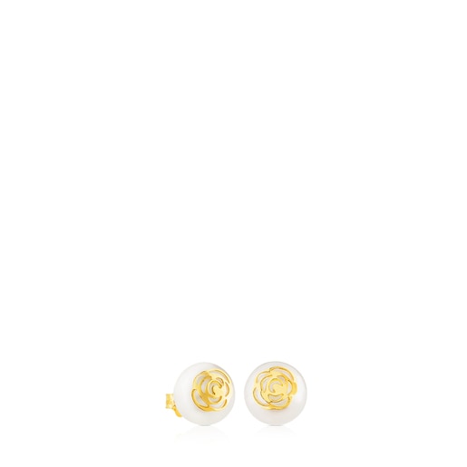 Gold Rosa d\'Abril Earrings with Pearl | TOUS