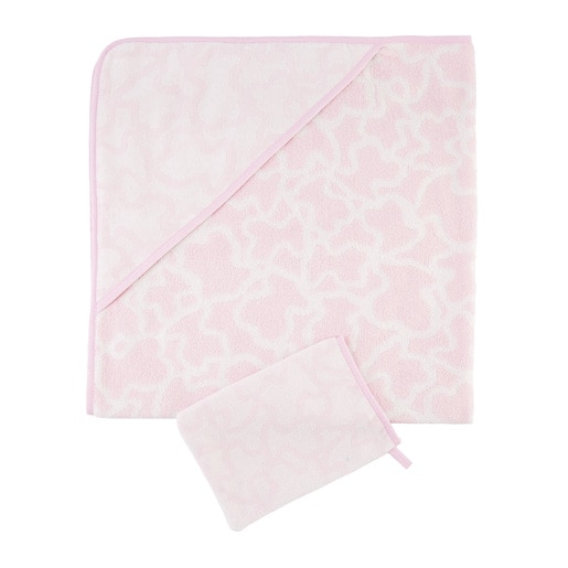 Badeumhang Kaos mit rosa Waschlappen