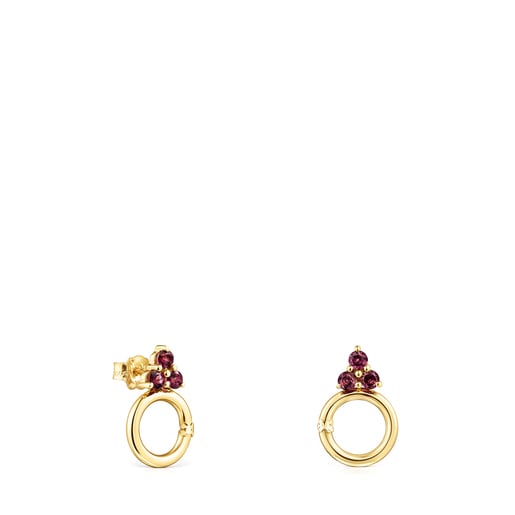 Boucles d'oreilles Luz en Or avec Rhodolite et Cristal