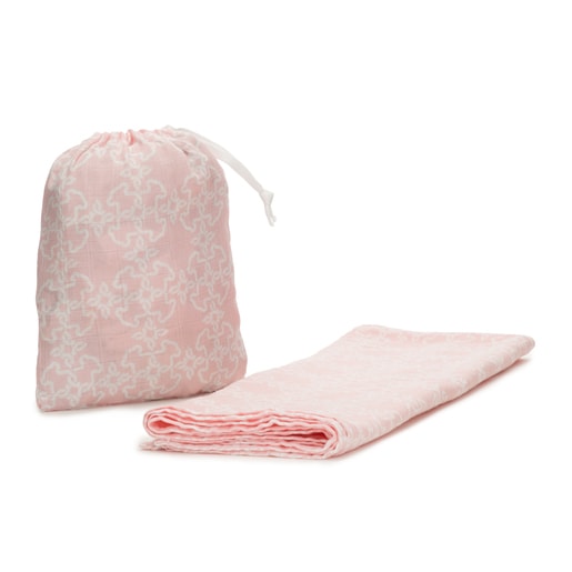Muse muslin blanket with gauze cover in pink TOUS