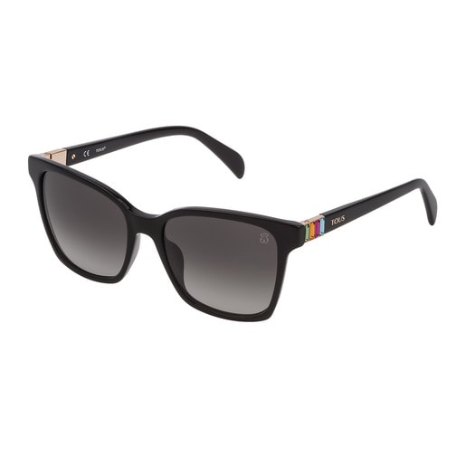 Black Acetate Gems Squared Sunglasses
