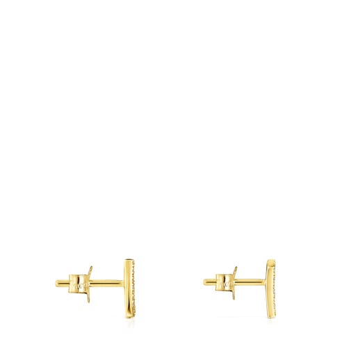 Gold TOUS Good Vibes mini cornucopia Earrings with Diamonds