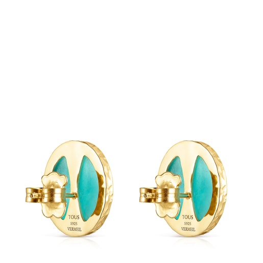 Large Colombian Vermeil Silver and Amazonite Earrings