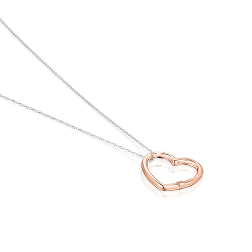 Hold heart Necklace in Silver and Rose Vermeil