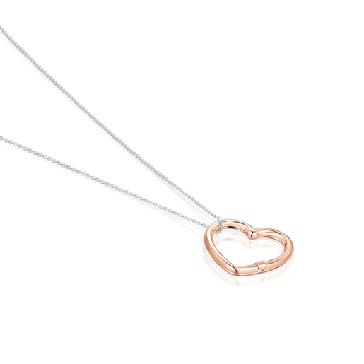 Hold heart Necklace in Silver and Rose Vermeil | TOUS