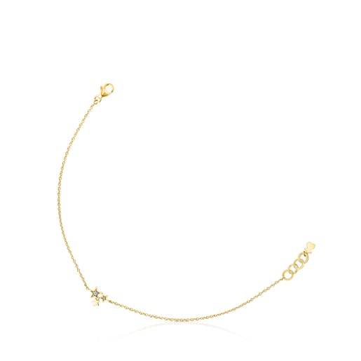 Gold Teddy Bear Stars Bracelet with Diamonds | TOUS