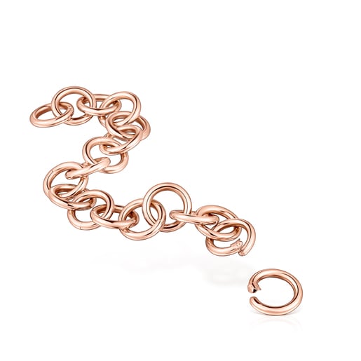 Pulsera de anillas con baño de oro rosa 18 kt sobre plata Hold