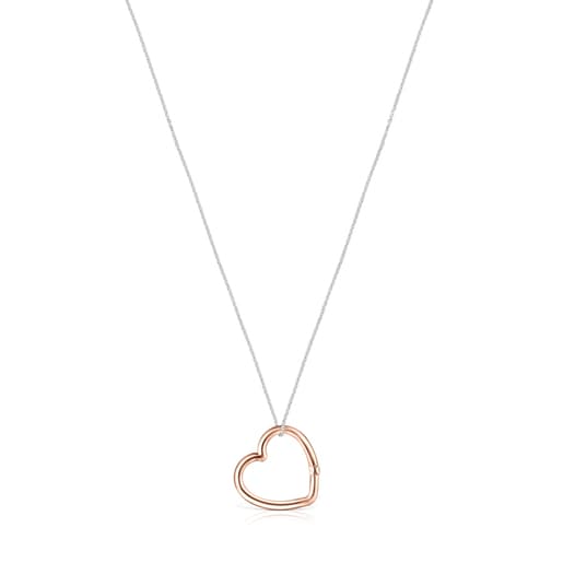 Hold heart Necklace in Silver and Rose Vermeil