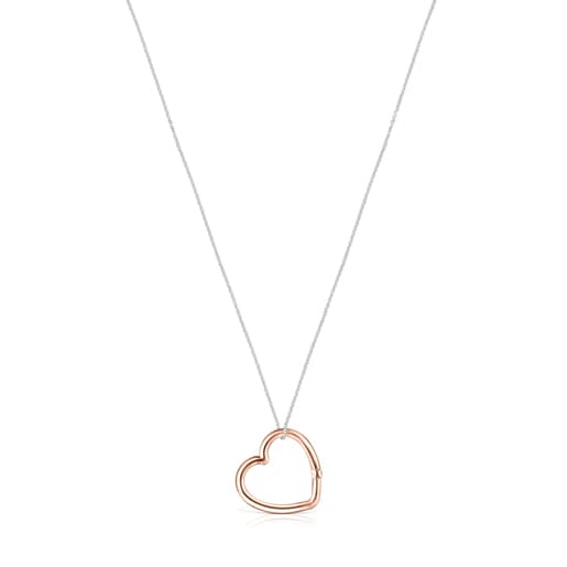 Hold heart Necklace in Silver and Rose Vermeil | TOUS