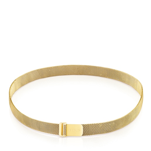 Gold-colored IP Steel Mesh Choker