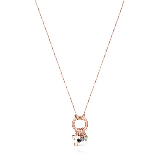 Alphabet Rose Silver Vermeil Necklace with Gemstones