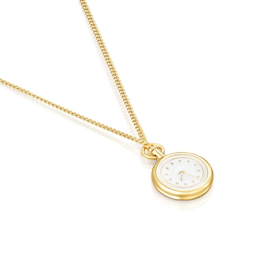 Collar Job reloj con ba o de oro 18 kt sobre plata
