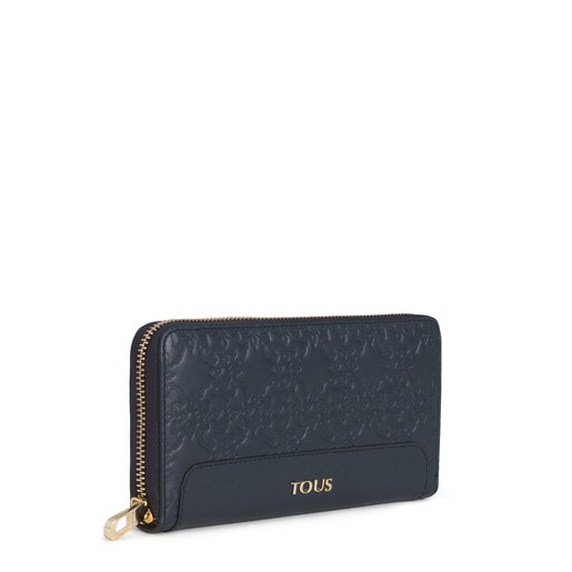 Large Navy colored Leather Mossaic Wallet