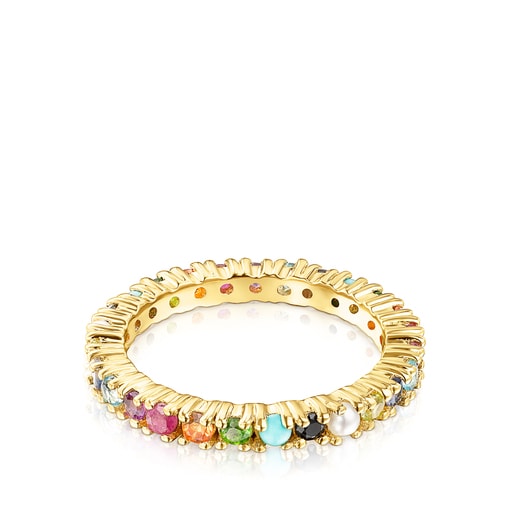 Silver Vermeil Straight Color Ring with Gemstones