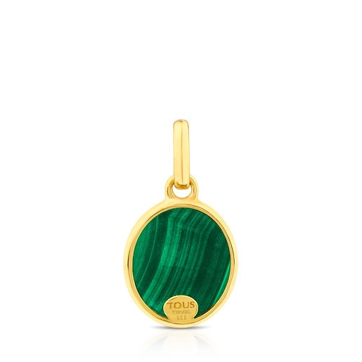 Vermeil Silver Camee Pendant with Malachite