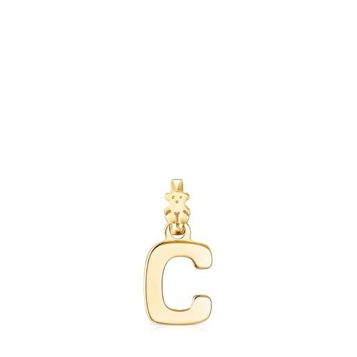 Alphabet letter C Pendant in Silver Vermeil