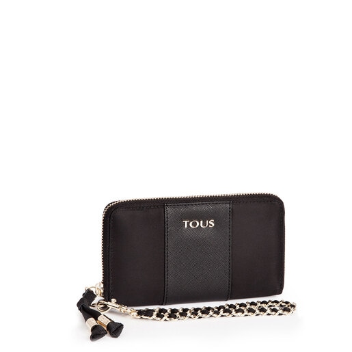 Black colored Canvas Brunock Chain Wallet