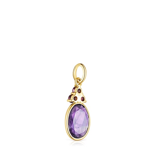 Gold Luz Pendant with Amethyst and Rhodolite