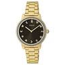 Gold-colored IP Steel Nocturne Watch with bezel with cubic zirconia stones