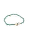 Gold Super Power Bracelet with Amazonites and Mother-of-pearl