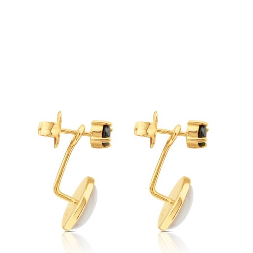 Aretes Sky Power con baño de oro 18 kt sobre plata con Nácar y Espinela