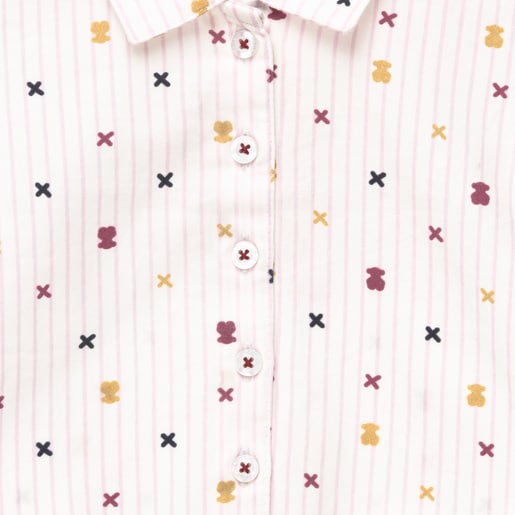 Blusa M/C às riscas XBear Rosa