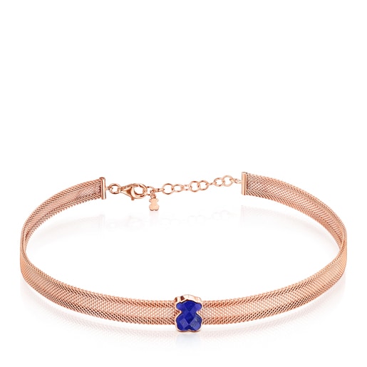 Rose IP Steel Mesh Color Necklace with Lapis Lazuli | TOUS