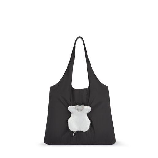 Sac shopping Salsi ourson pliable noir et argent