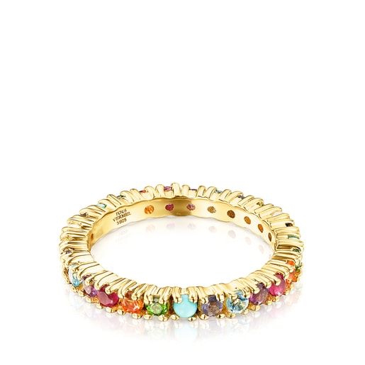 Silver Vermeil Straight Color Ring with Gemstones