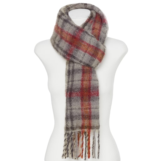 Stone-red Alicya Tartan scarf