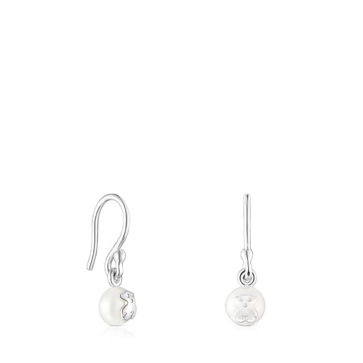 Short Silver and Pearl Icon Pearl Earrings