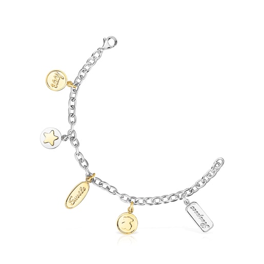 Two-toned Steel TOUS Good Vibes charms Bracelet | TOUS