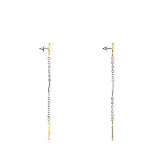 Long two-toned Steel TOUS Good Vibes Earrings