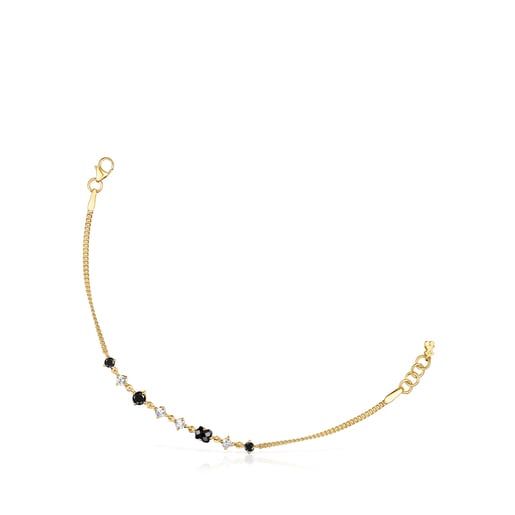 Pulsera con baño de oro 18 kt sobre plata y ónix y zircón Glaring