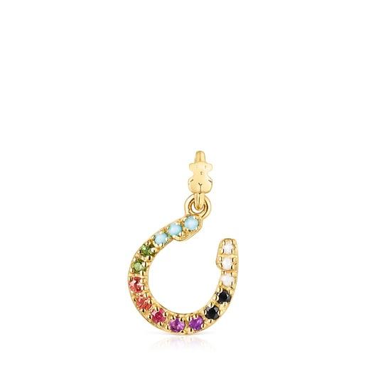 Silver Vermeil horseshoe Pendant with Gemstones TOUS Good Vibes | TOUS