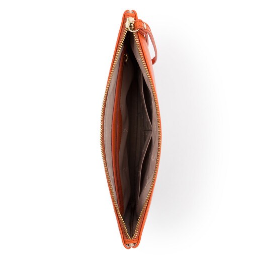 Clutch-Tasche Higgins aus Leder in der Farbe Fuchsia-Orange