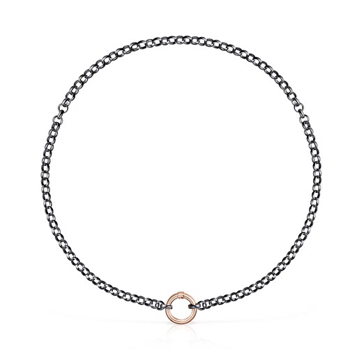 Колье с сердцем  Hold Metal из розового вермеля и темного серебра