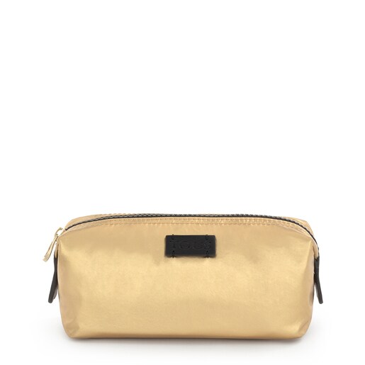 حقيبة أدوات التجميل Pleat Up متوسطة باللون الذهبي