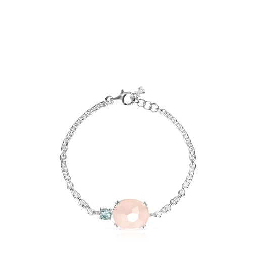 Falla Bracelet in Silver with Rose Quartz and Topaz